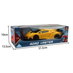 Masinuta-robot cu telecomanda, pentru copii 3 ani+, 40Hz, scara 1:18, plastic, 24x11x7 cm, rosu/galben - Img 6