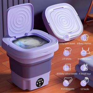 Mini masina de spalat, portabila si pliabila, 6.5l capacitate, cu 3 programe si functie de stoarcere si uscare - Img 2