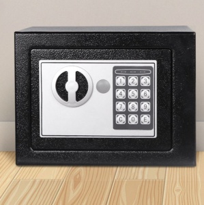 Mini seif electronic, cu set de chei si cifru digital, din otel, 23x17x17 cm, negru - Img 2