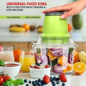 Mini tocator de legume, fructe, carne, 250W, capacitate 1.8L, 24.2x18x18 cm, verde-transparent - Img 2