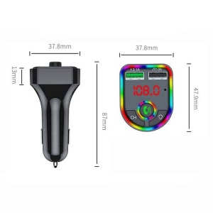Modulator FM, cu Bluetooth 5.0, incarcare rapida, 3 porturi de incarcare, RGB, negru - Img 9