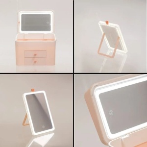 Oglinda machiaj cu 42 de becuri LED, Portfard cu compartimente - Img 7