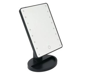 Oglinda pentru machiaj cu suport si 16 becuri LED, Culoare Negru - Img 4