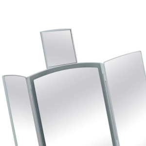 Oglinda tripla pliabila pentru machiaj, 72 de Becuri LED, Incarcare USB, Culoare Alb - Img 5