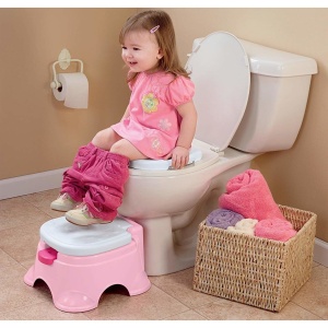Olita portabila, 3 in 1, Reductor pentru WC, Vas colector sau Scaunel, 44x33x21cm, Roz/Verde - Img 7