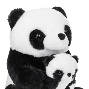 Panda de Pluș Așezat cu Pui, 26×26×38 cm, negru/alb - Img 3