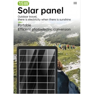 Panou solar portabil GD-100S, Putere 15W, Acumulator 1200mAh, Mufe pentru incarcare device-uri - Img 7
