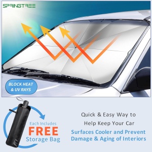 Parasolar auto pentru parbriz, tip umbrela, rezistent UV, negru-argintiu - Img 7