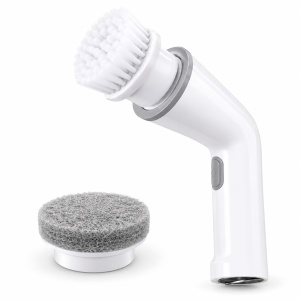 Perie electrică rotativă Tornado Scrub, fără fir, 2 viteze, 2 capete interschimbabile, 5 W, încărcare USB-C, Alb