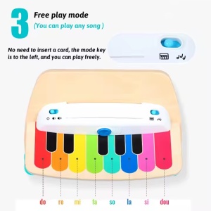 Pian interactiv pentru copii 1 an+, Magic Touch, din lemn, cu 3 partituri muzicale incluse, 17 x 25 x 31 cm, multicolor - Img 7