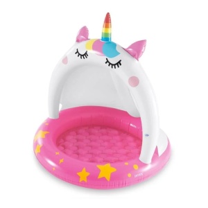 Piscina Acoperita Unicorn pentru Copii, capacitate apa 45 L, dimensiuni Ø102x102cm, alb-roz - Img 3