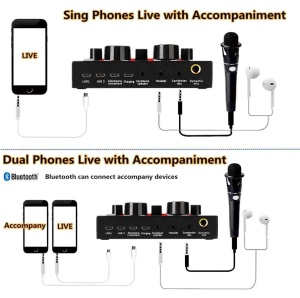 Placa sunet V8 multifunctionala, cu bluetooth, 12 efecte de sunet, mufe Micro USB, 6 moduri microfon, negru - Img 8