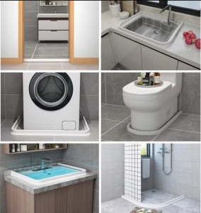 Prag din silicon autoadeziv, flexibil, pentru dus, vas WC, masina spalat sau pentru bucatarie, rezistent la mucegai, impermeabil, 1.5m, alb - Img 5