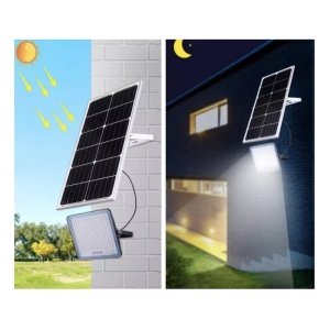 Proiector cu panou solar si telecomanda, Jortan, 200W, IP66, 6500k, 2000 LED-uri SMD, senzor de lumina, gri - Img 5