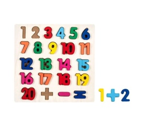 Puzzle din Lemn, Cifre si Simboluri Matematice, 23 piese, Dimensiune 28×27.5 cm - Img 2
