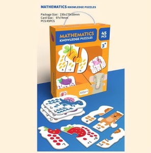 Puzzle matematic cu 45 piese pentru copii 3 ani+, cu animale si fructe, multicolor - Img 3