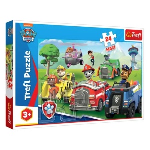 Puzzle pentru copii cu Paw Patrol si Vehicule, Dimensiune 60x40cm