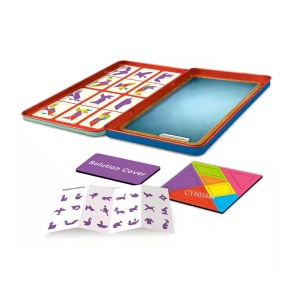 Puzzle Tangram cu 30 de forme, magnetic, pentru copii de 3 ani+, 19x11x1.5 cm, multicolor - Img 2