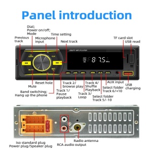 Radio MP3 Player Auto, cu Bluetooth, Afisaj in 7 Culori, 1Din, Telecomanda, Negru - Img 17