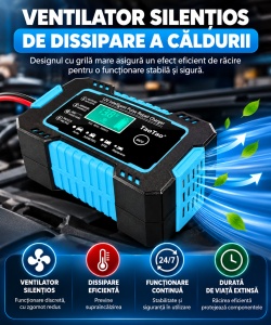 Redresor Auto Smart 12V, 4-100Ah, Reparare Baterie prin Impulsuri, Display LCD, Mod Iarna/Vara, Auto/Moto - Img 3