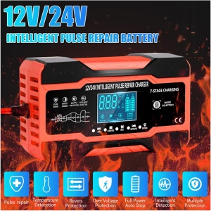 Redresor baterii auto DP1210, 12V 10A - 24V 5A, 180W, incarcare in 7 etape, 4 functii, negru cu rosu - Img 2