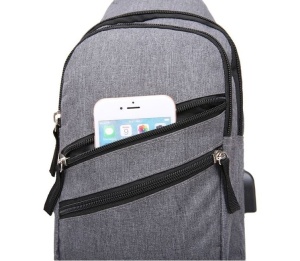 Rucsac pentru Bărbați cu USB si Port Căști, 18x8x32cm, gri - Img 1