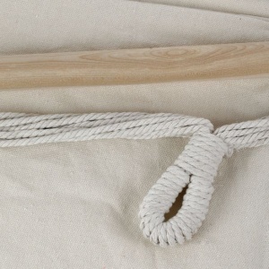Scaun leagan suspendabil de culoare bej cu model macrameu, 2 perne, Dimensiune 100x130x110 cm - Img 2