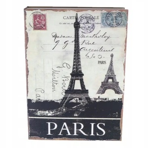 Seif tip carte cu design Turnul Eiffel, Retro, cu 2 chei - Img 1