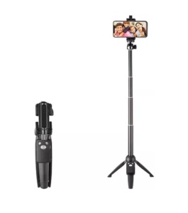 Selfie stick si trepied 2 in 1, Bluetooth, compact si universal, negru - Img 5