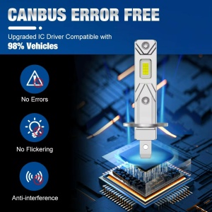 Set 2 becuri LED W H1 120W, 15000Lm, 12V, 6000K, lumina alb-rece - Img 3