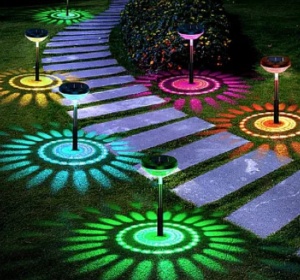 Set 2 lampi solare pentru gradina model floarea soarelui, Lumina multicolora - Img 3