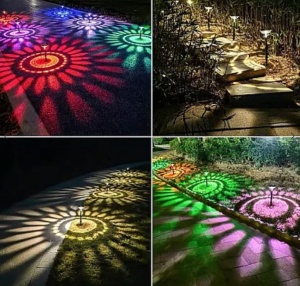 Set 2 lampi solare pentru gradina model floarea soarelui, Lumina multicolora - Img 5