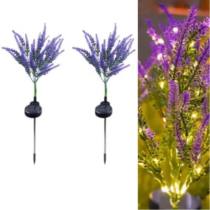 Set 2 lampi solare tip lavanda cu inaltime de 70cm, Senzor de lumina, Protectie IP65