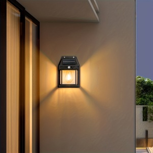 Set 2 x lampa solara de perete, Putere 2W 600LM, Rezistenta la apa IP65, Negru - Img 4