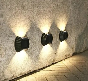 Set 4 lampi solare cu lumina bidirectionala pentru garduri, scari exterioare, Senzor de lumina, Alb cald - Img 2