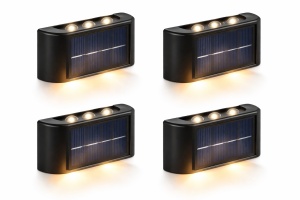 Set 4 lampi solare de perete cu 6 leduri, Lumina alb cald, Iluminare sus-jos, Protectie IP65
