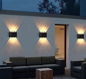 Set 4 lampi solare de perete cu 6 leduri, Lumina alb cald, Iluminare sus-jos, Protectie IP65 - Img 6