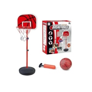 Set cos de baschet cu minge si accesorii, pentru copii 4 ani+, 202 cm inaltime maxima, rosu cu negru - Img 4