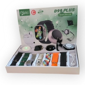 Set D99 Plus cu Ceas Smart, Casti in-ear, Boxa si Cabluri incarcare, 7 bratari pentru ceas, Multicolor - Img 2