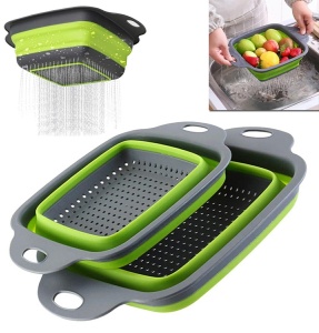 Set de 2 strecuratoari pliabile din silicon, 2 dimensiuni, Gri/Verde, Ideale in orice bucatarie - Img 4