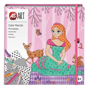Set de Colorat cu Creioane Colorate, Printese, 20buc - Img 3