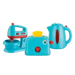 Set de joaca cu aparate de bucatarie, contine mixer, fierbator apa, prajitor de paine, cu sunet si lumina