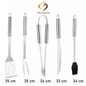 Set Grunberg 5 ustensile pentru gratar din inox cu geanta inclusa - Img 2