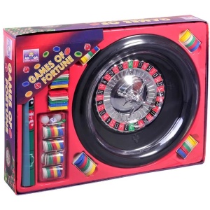 Set joc Ruleta de masa, jetoane colorate, zaruri si suprafata de joc, Diametru 27 cm