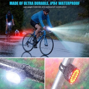 Set Lumini Bicicleta, Far si Stop LED, Reincarcabile USB, Rezistente la apa, Negru - Img 3