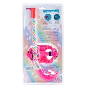 Set Masca Inot si Tub pentru Snorkeling, Model Unicorni, pentru Copii 6-12 Ani, Roz-Alb - Img 4