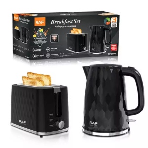 Set mic dejun cu prajitor de paine si fierbator de apa, 750-900W si 1850-2200W, 1.7L, negru - Img 3