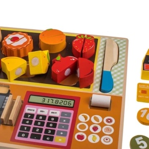 Set Puzzle, Casă de Marcat cu Alimente, din Lemn, 30x22 cm - Img 2