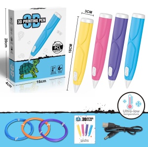 Set Stilou 3D cu 3 filamente colorate 1.75 mm, 18x3 cm, albastru/galben/roz/violet - Img 2