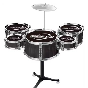Set tobe Jazz Drum, pentru copii 3+ ani, plastic, 3kg, 47x37cm, negru-gri - Img 1
